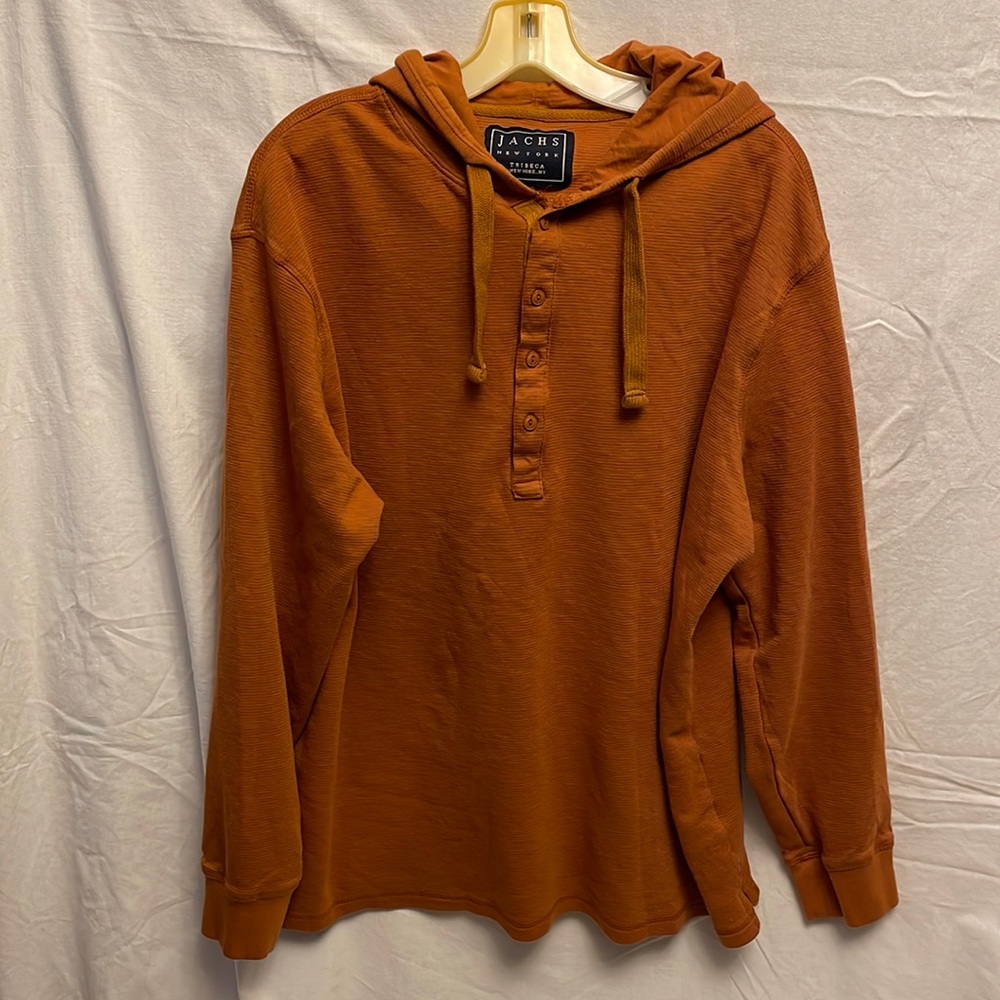 Jachs New York Mens Long Sleeve Hooded Waffle Shirt.
